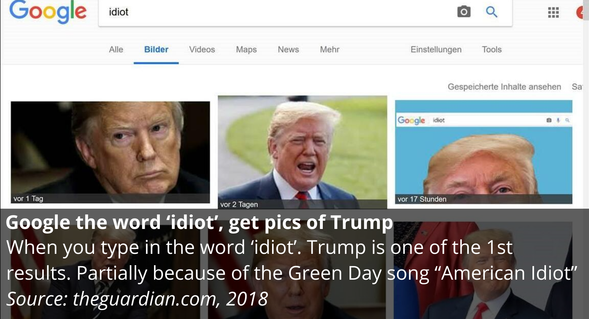 Google 'idiot' and get Trump